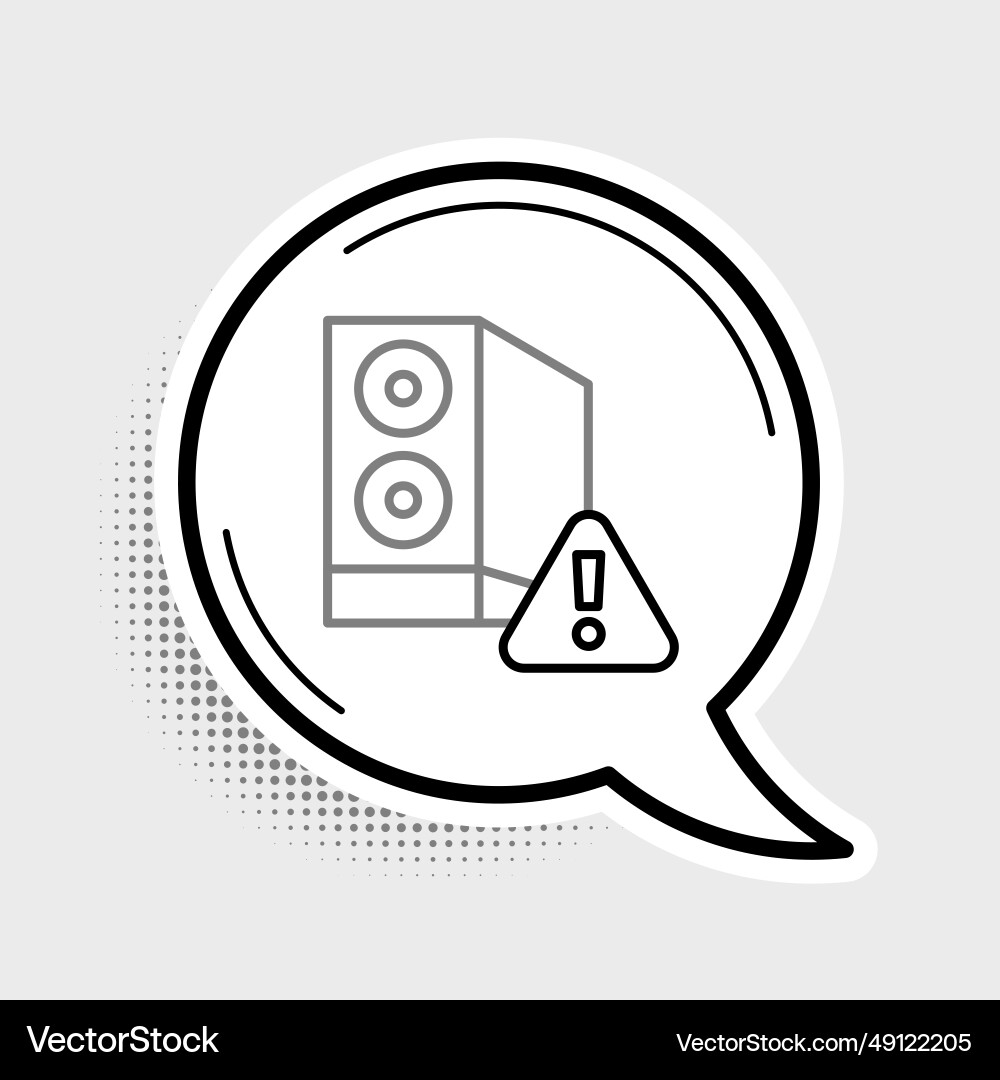 Line case of computer with exclamation mark icon Line case of computer with exclamation mark icon vector image
