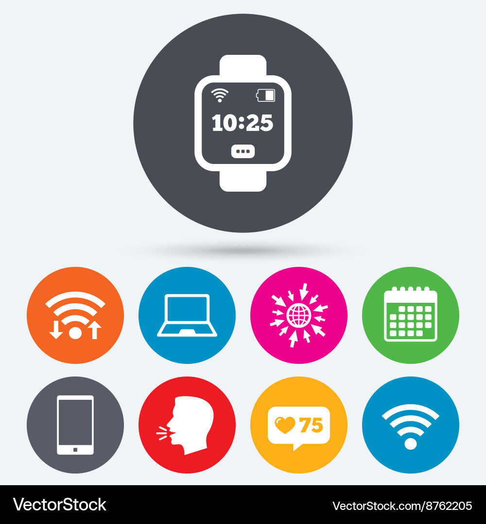 Notebook and smartphone icon smart watch symbol vector image