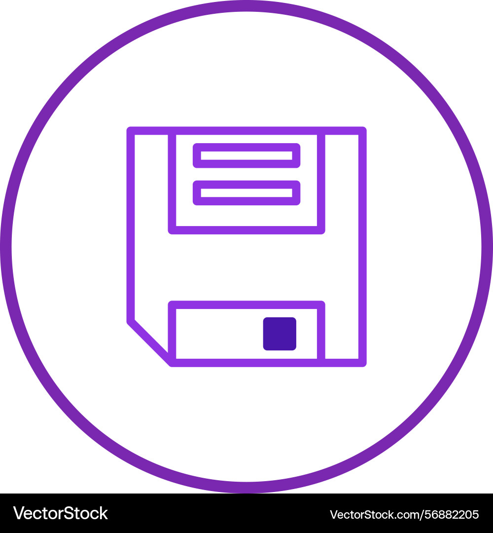 Outlined floppy disk icon within circular frame Outlined floppy disk icon within circular frame Vector Image
