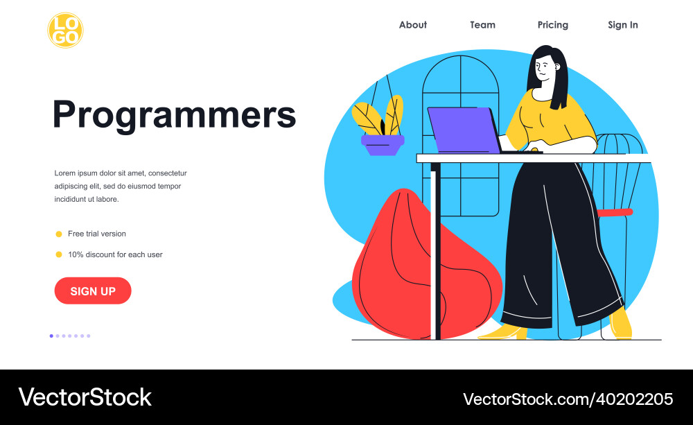 Programmers working web banner concept Programmers working web banner concept vector image