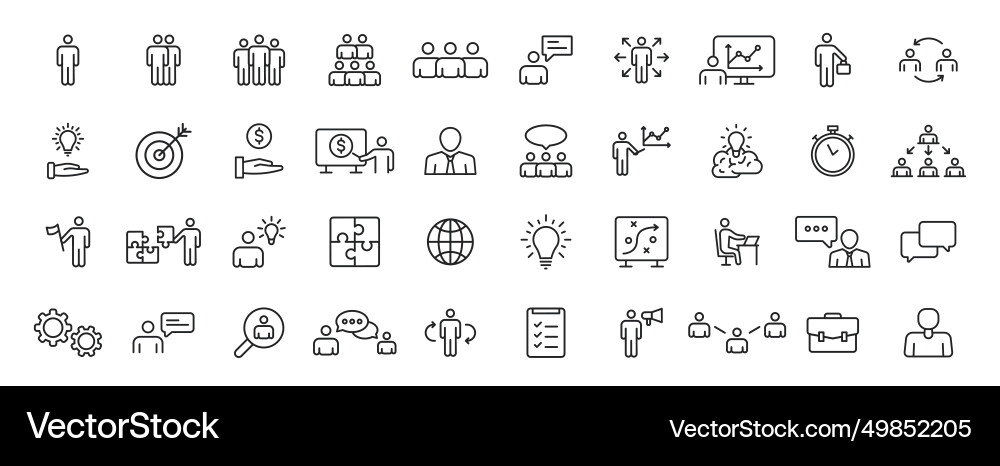 Set of 40 teamwork web icons in line style team Set of 40 teamwork web icons in line style team vector image