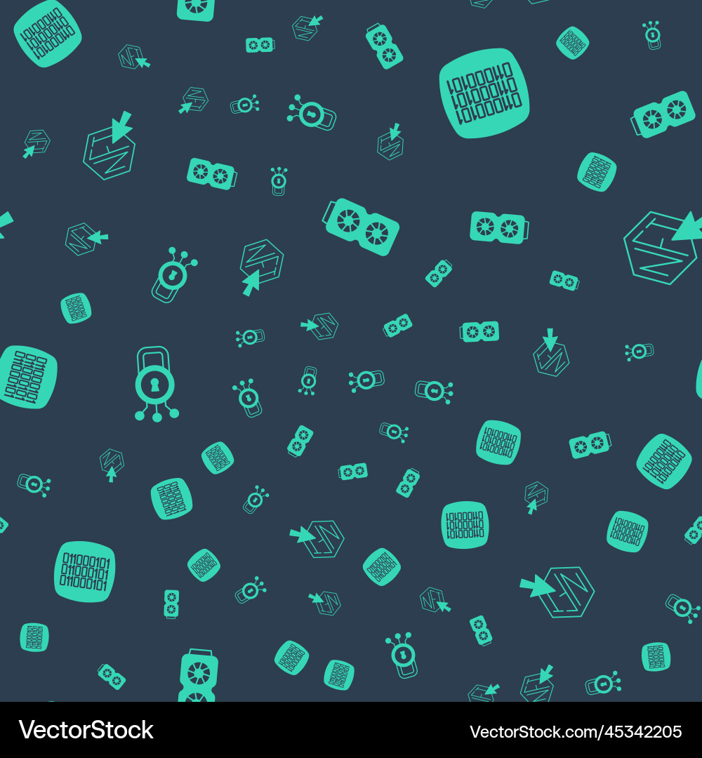Set video graphic card binary code cyber Set video graphic card binary code cyber vector image