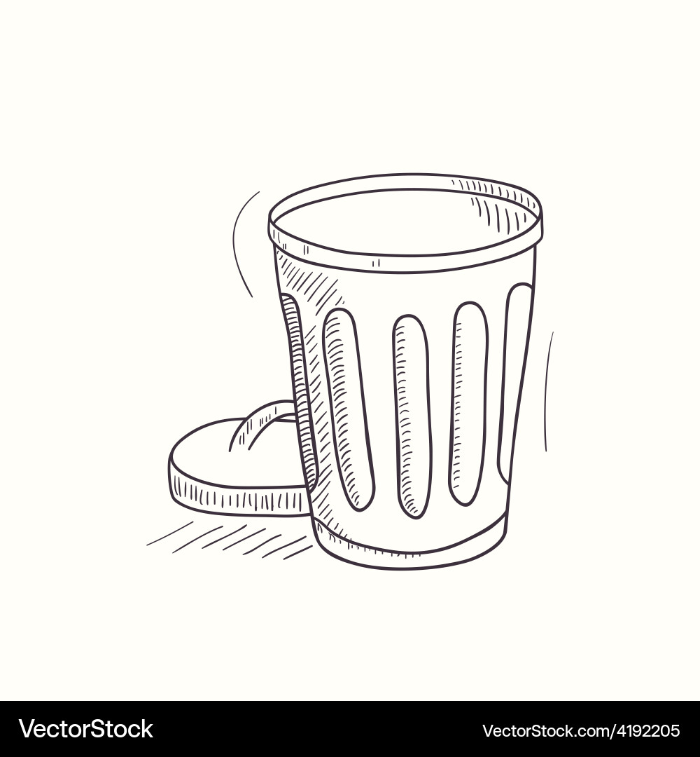 Sketched empty trash bin desktop icon Vector Image