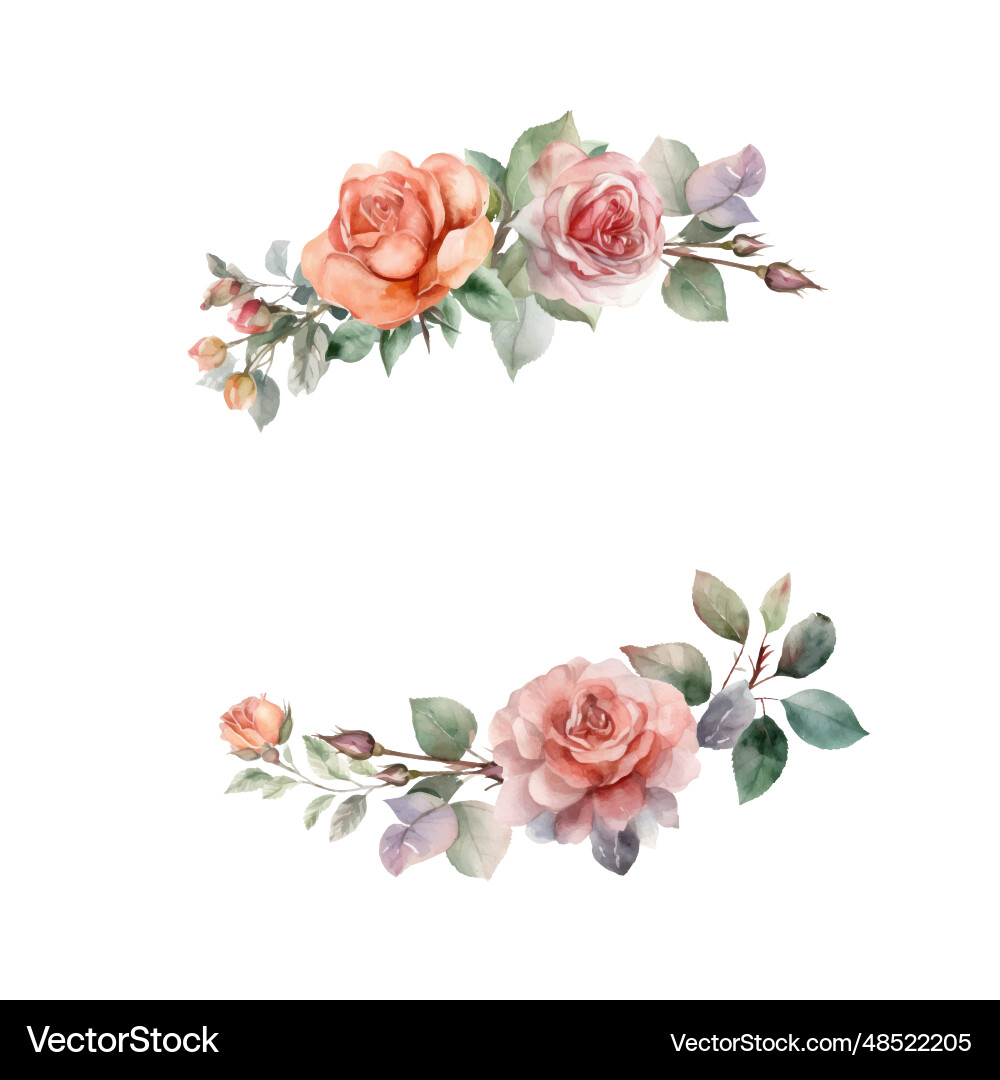 Watercolor Floral Wreath Vector Image