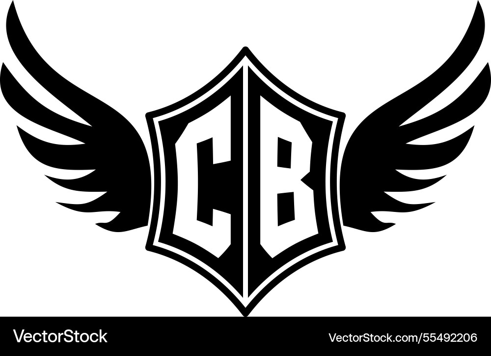 Cb Logo Emblem mit Flügel- und Schildschablone Cb Logo Emblem mit Flügel- und Schildschablone vektorbild