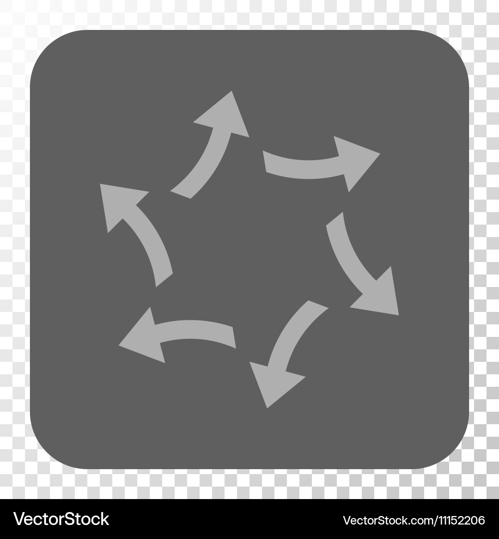 Centrifugal arrows rounded square button vector image