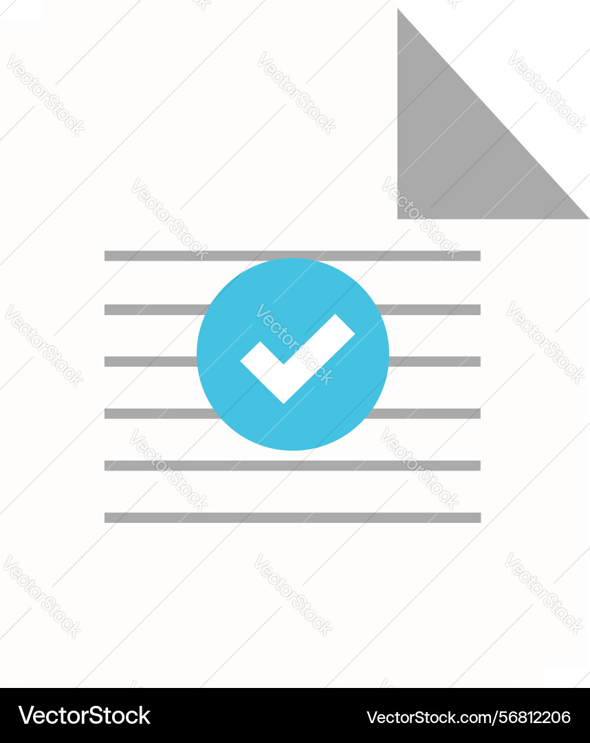 Check mark icon on a document file flat design Check mark icon on a document file flat design vector image