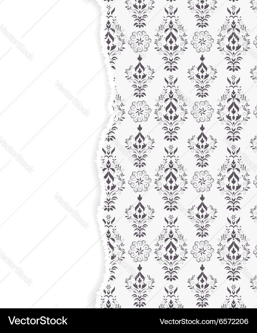 Damask pattern with torn paper vector image