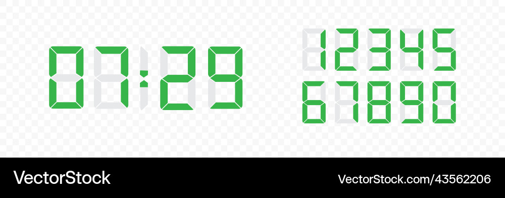 Digital clock number set led digit Digital clock number set led digit vector image