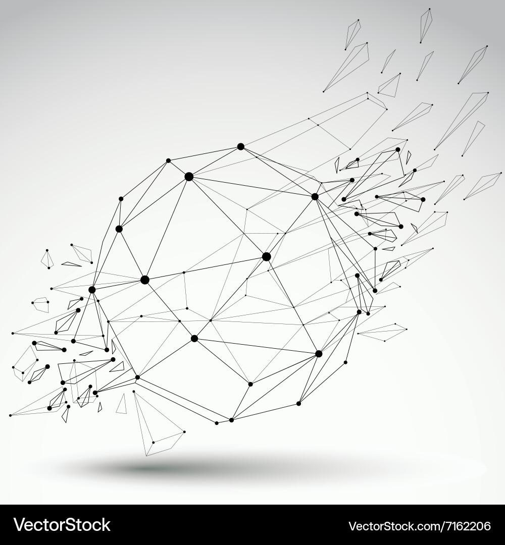 Dimensional wireframe object spherical demolished Vector Image
