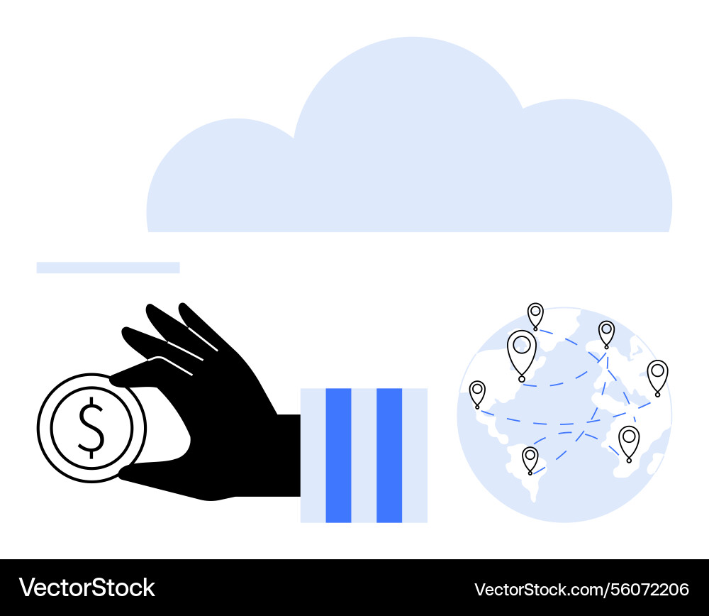 Global financial transactions in a cloud-based Vector Image