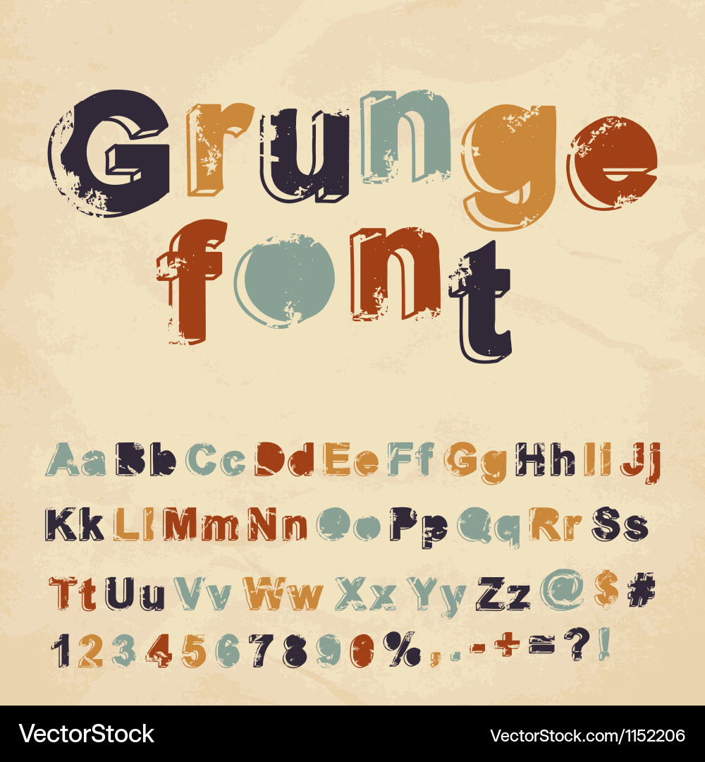Grunge Font Set - Retro Style vector image