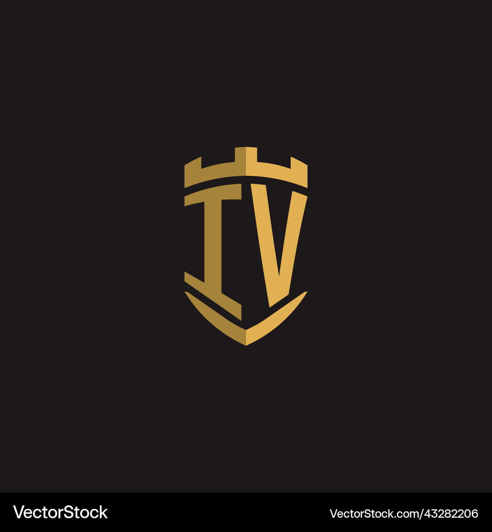 Initials iv logo monogram with shield style design Initials iv logo monogram with shield style design vector image