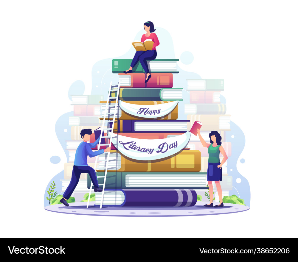 International literacy day people collect books International literacy day people collect books vector image