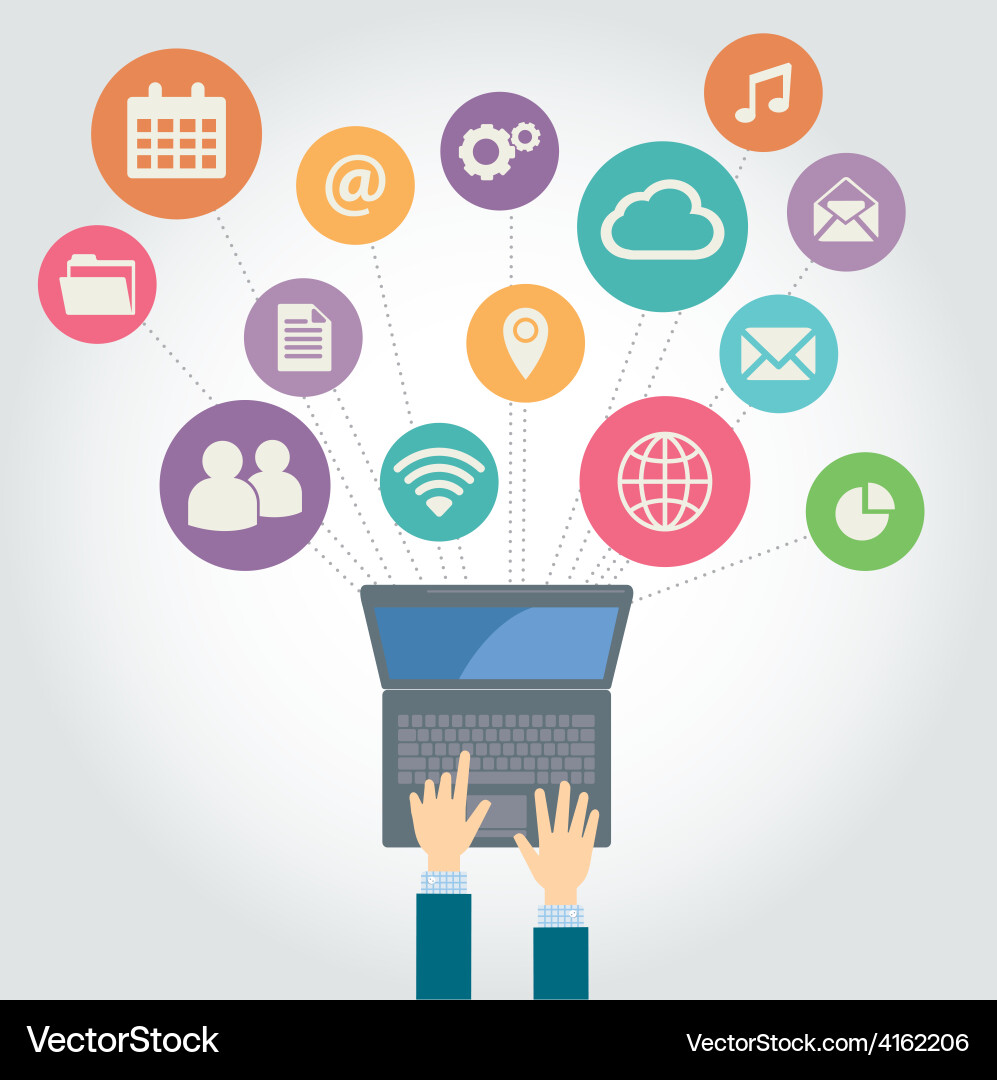 Network and Computer Concepts Vector Image