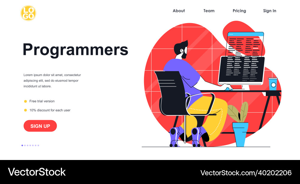 Programmers working web banner concept Programmers working web banner concept vector image