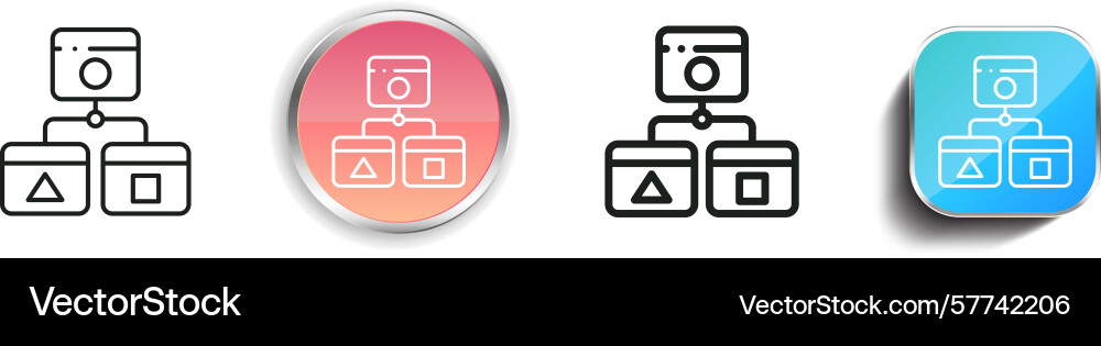 Prototyping icon thin linear regular and button Prototyping icon thin linear regular and button vector image