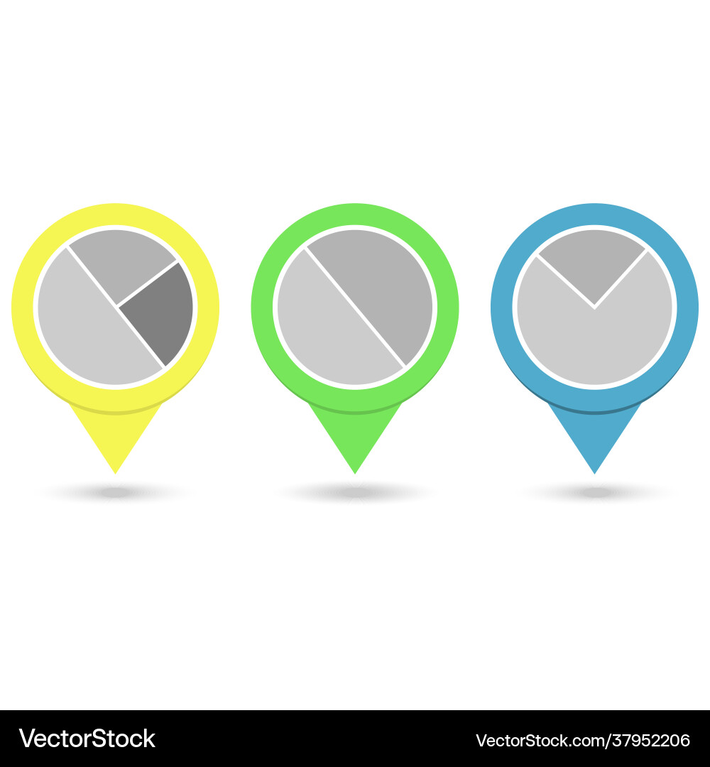 Set colorful circle pointers with diagram icon vector image