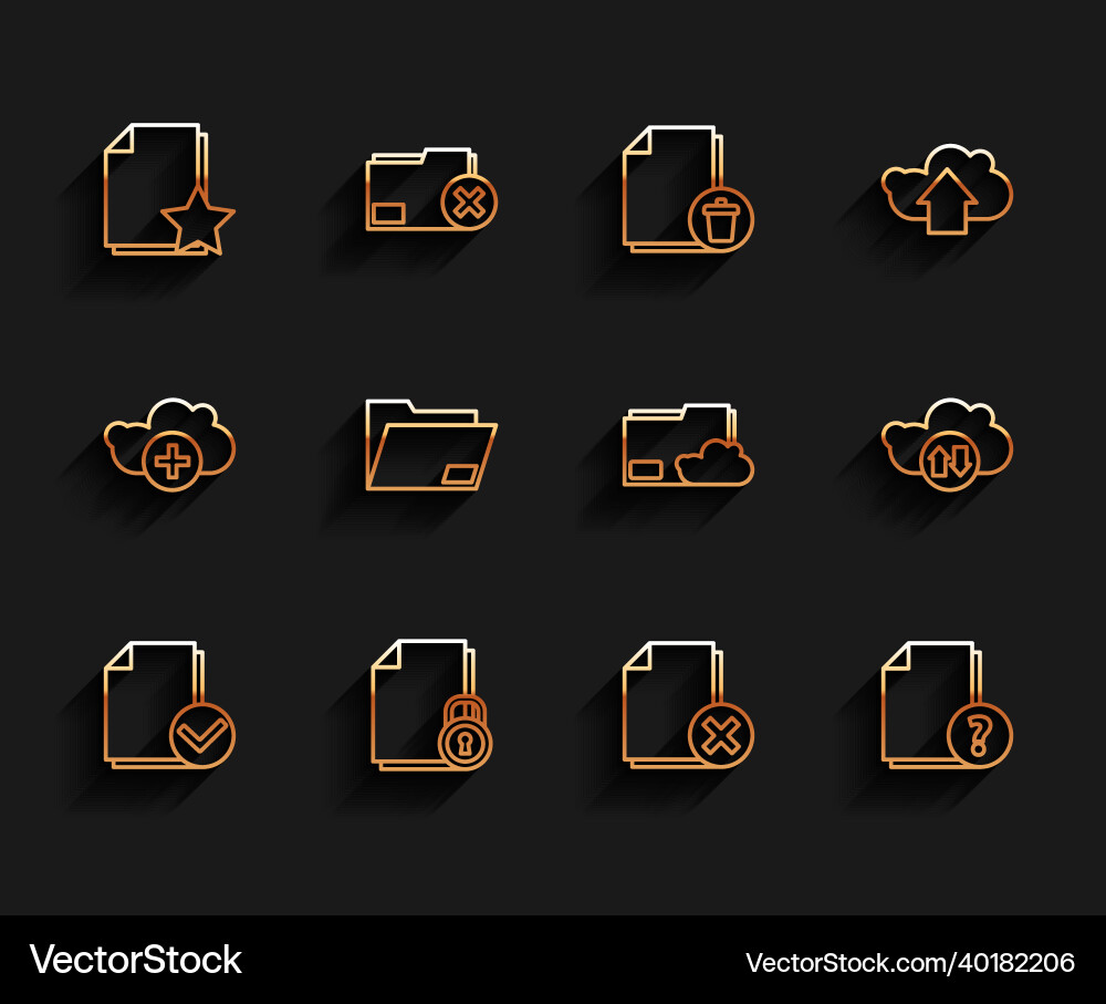 Set line document and check mark lock with star Vector Image