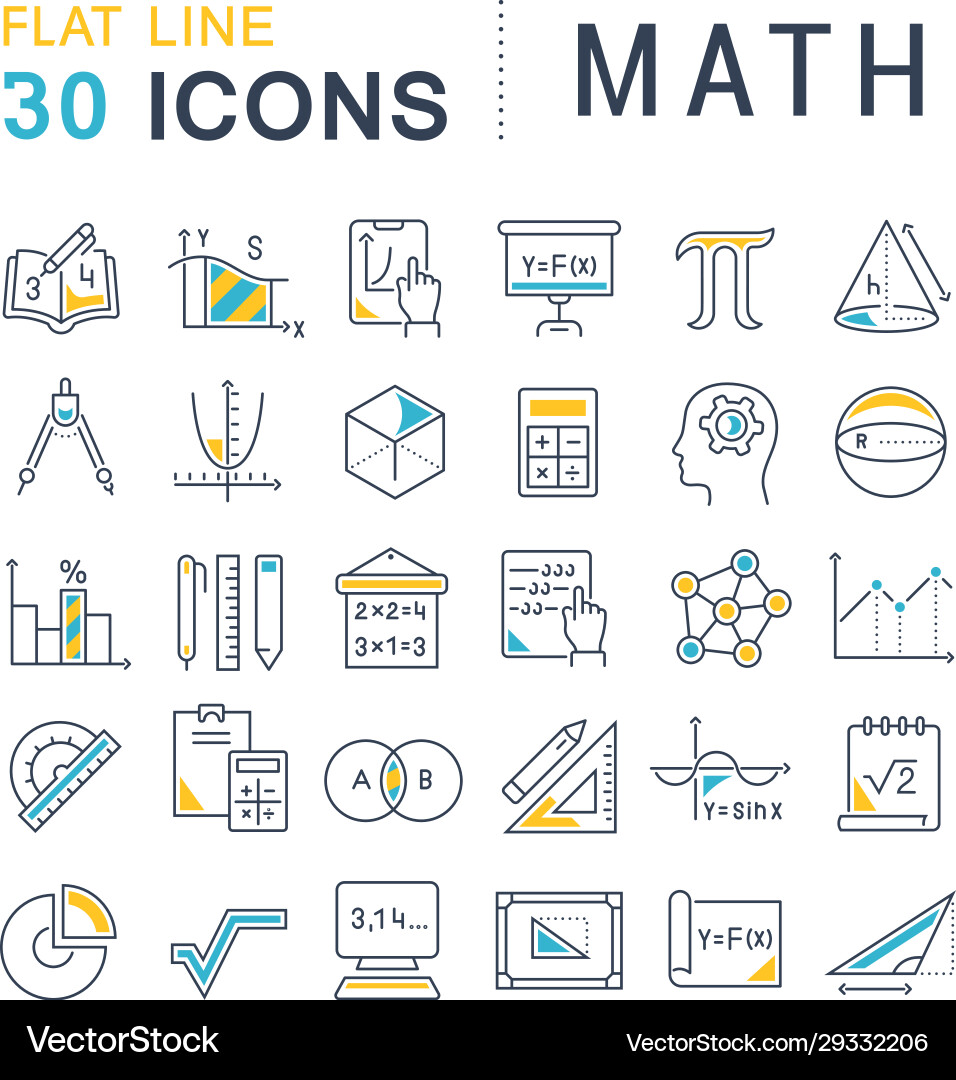Set line icons math Vector Image