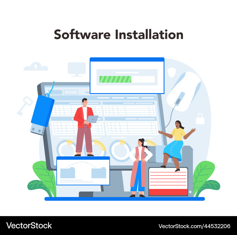 System administrator technical work with server System administrator technical work with server vector image