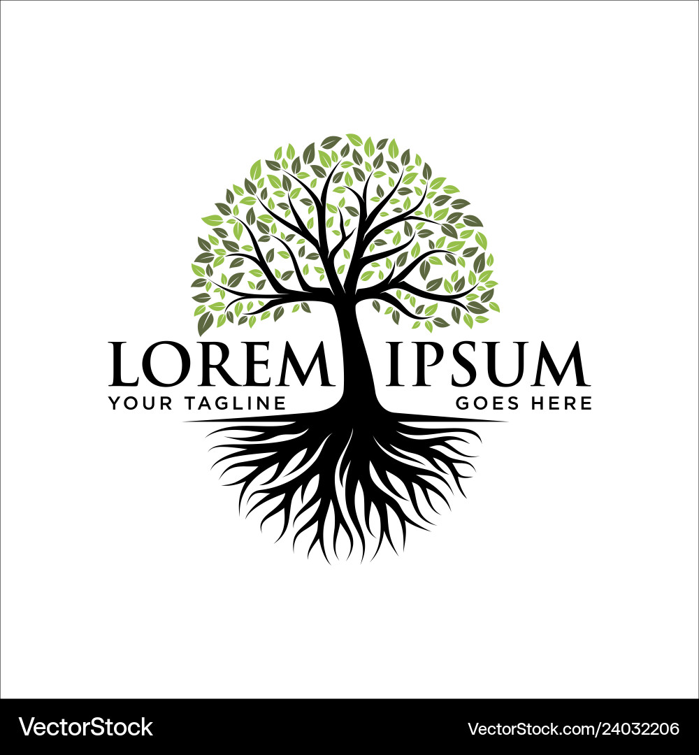 Tree logo design root Royalty Free Vector Image