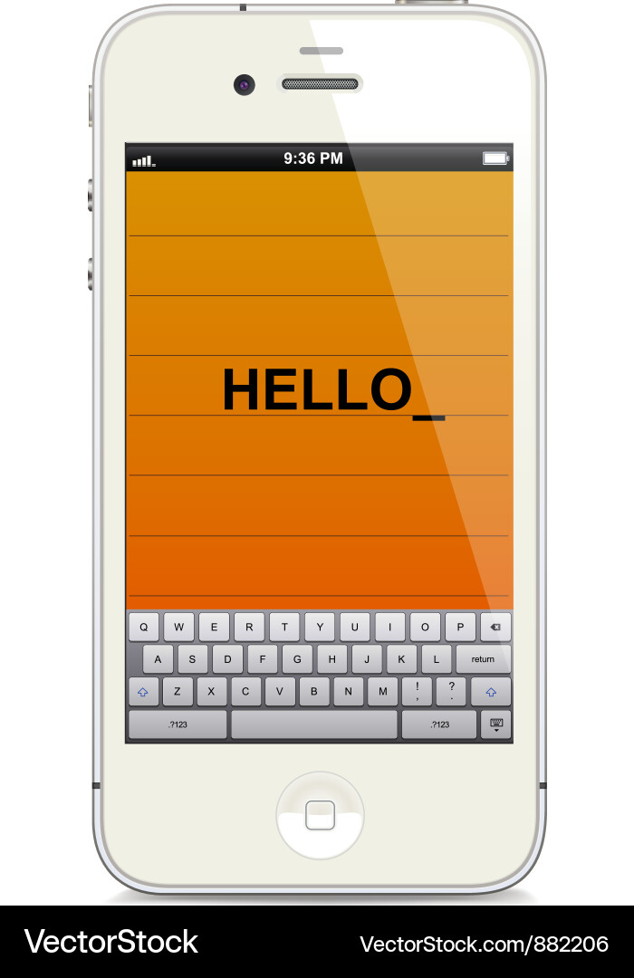 White Smartphone with Touch Keyboard Vector Image