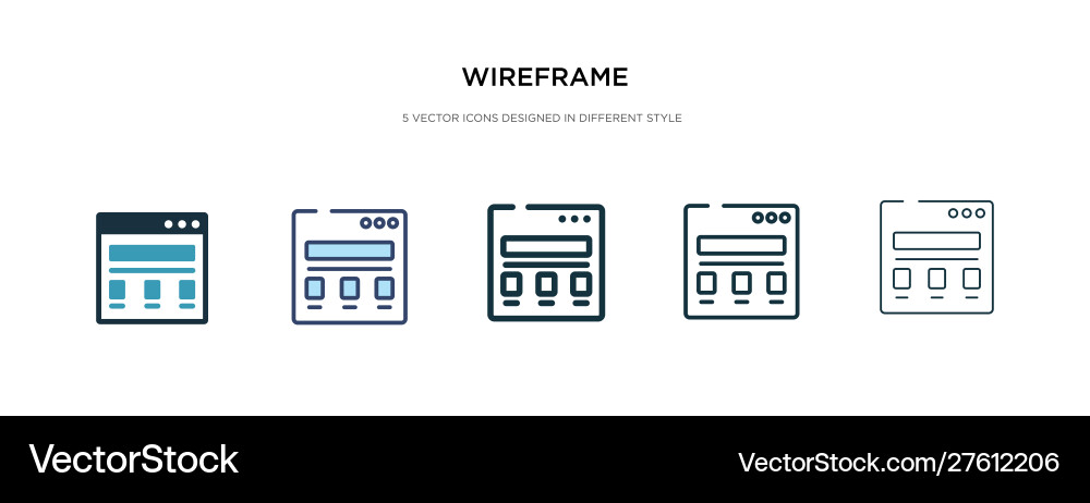 Wireframe Icon Set - Multiple Styles vector image