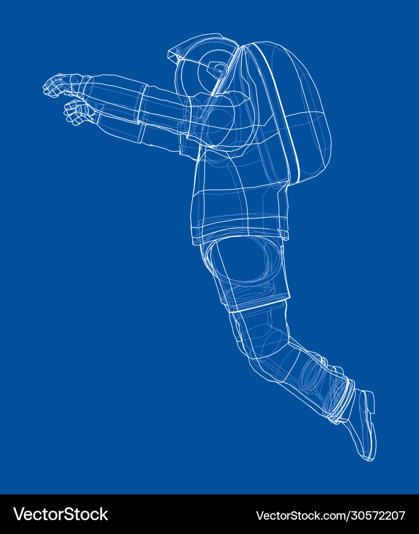 Astronaut in Space - Wireframe Rendering vector image