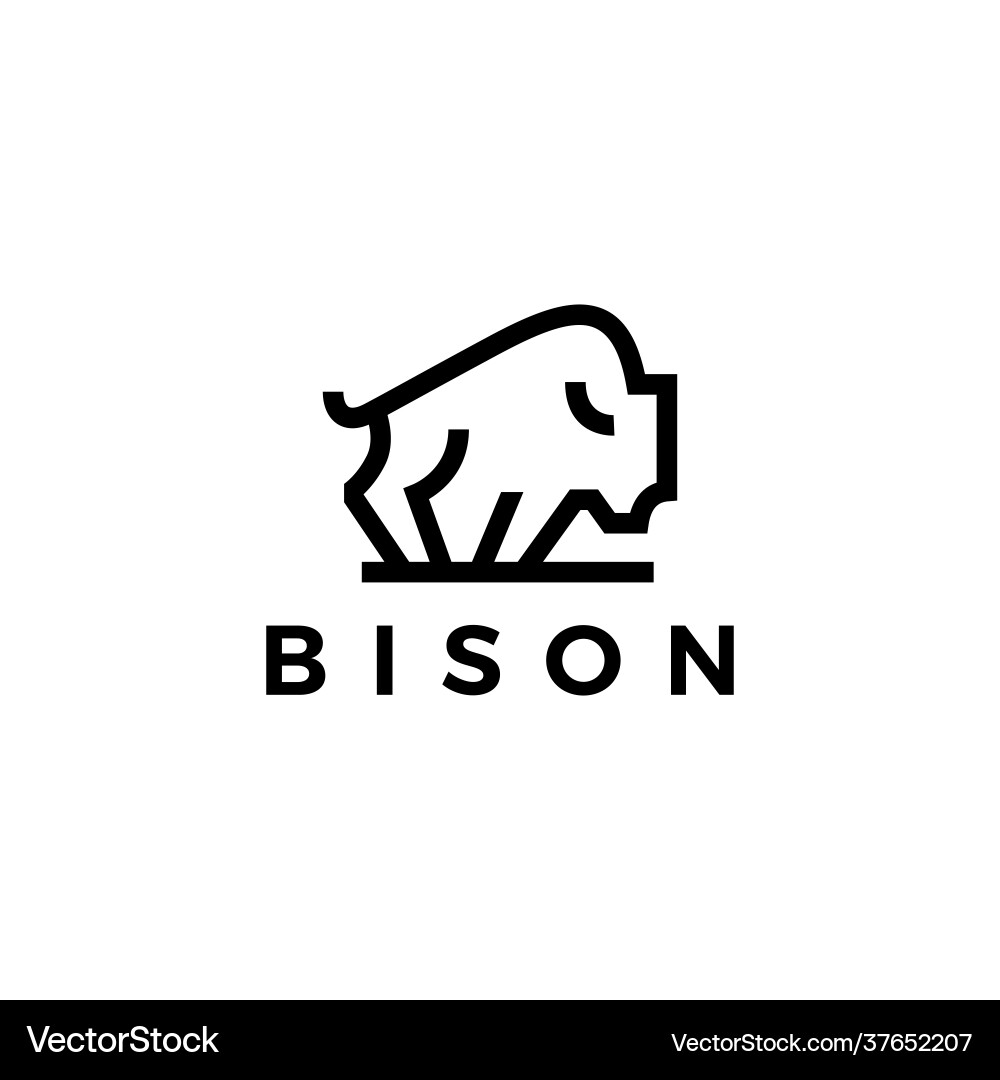 Bison american buffalo monoline Umriss logo icon Bison american buffalo monoline Umriss logo icon vektorbild