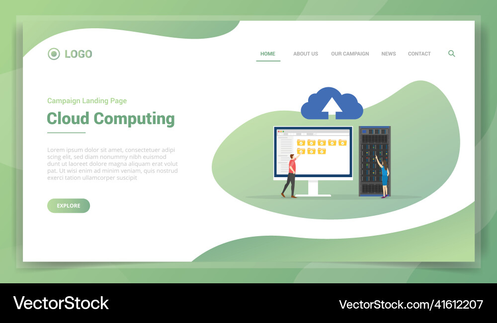 Cloud computing concept for website template Cloud computing concept for website template vector image