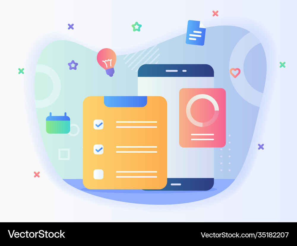 Concept to do list task done check Concept to do list task done check vector image