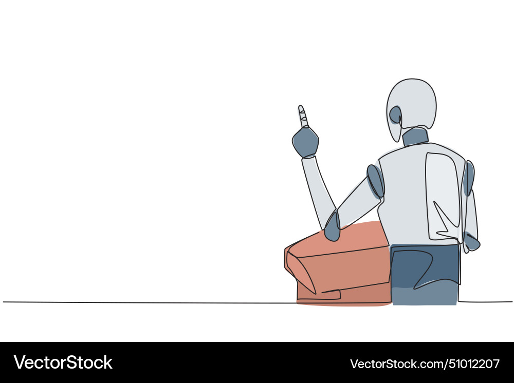 Continuous one line drawing from back view Continuous one line drawing from back view vector image