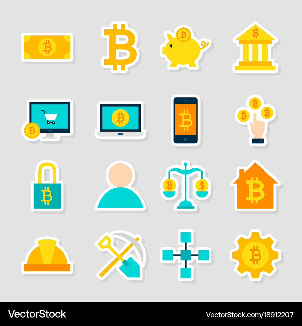 Cryptocurrency bitcoin stickers – Royalty-Free Vector | VectorStock