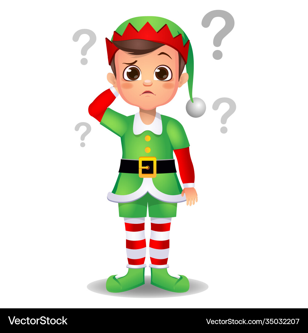 Cute Elf Boy with Question Mark – Royalty-Free Vector | VectorStock