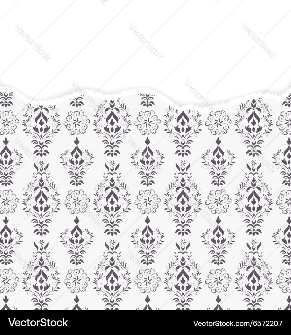 Damask pattern with torn paper vector image
