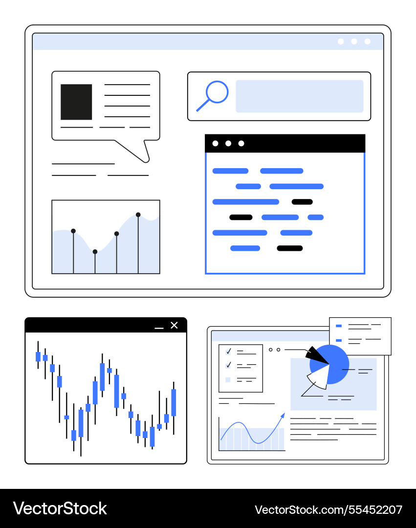 Digital data visualization with graphs vector image