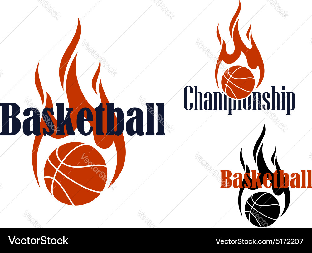 Flaming Basketball Symbols Vector Image