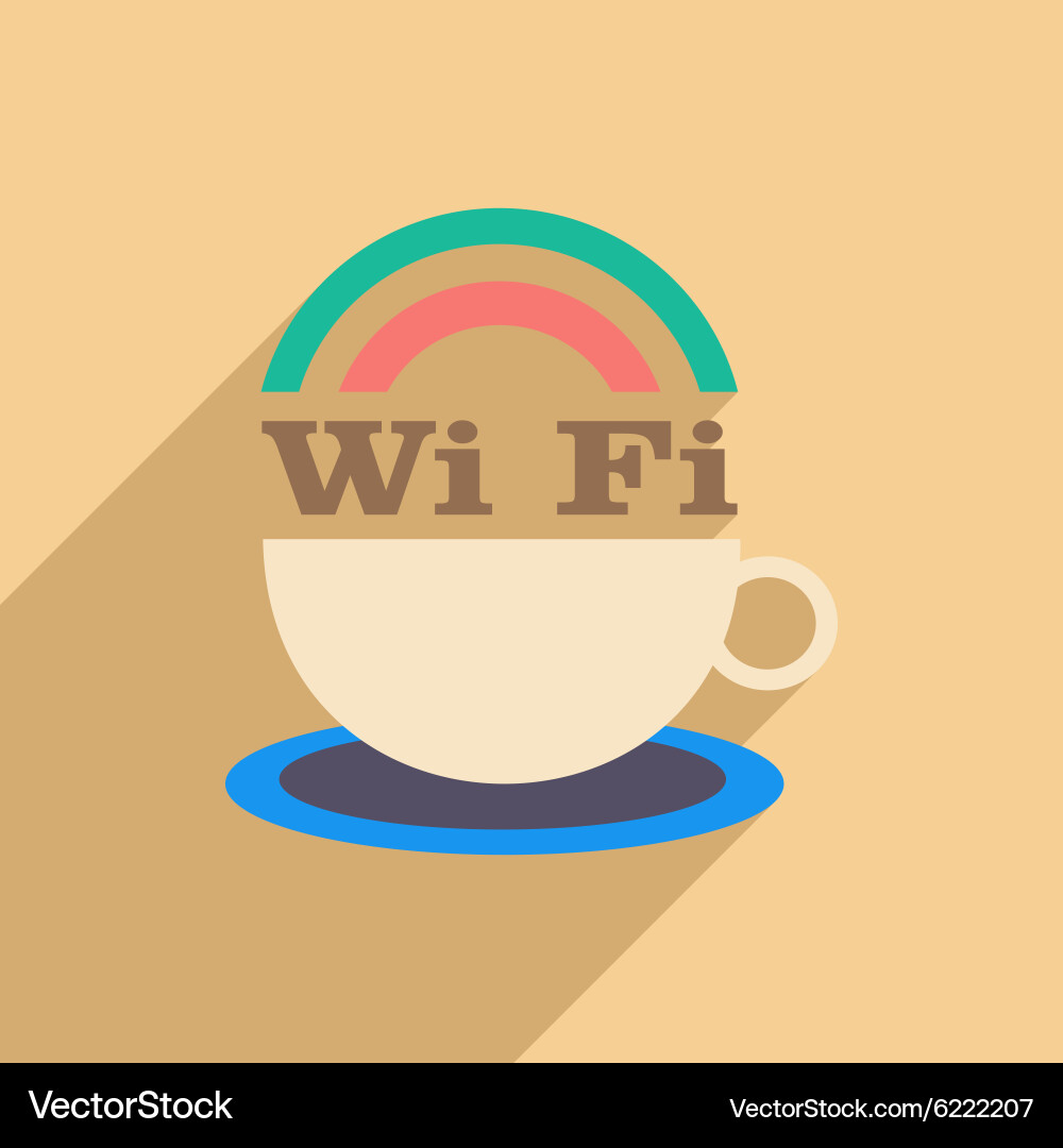 Flat with shadow icon and mobile application wi-fi vector image