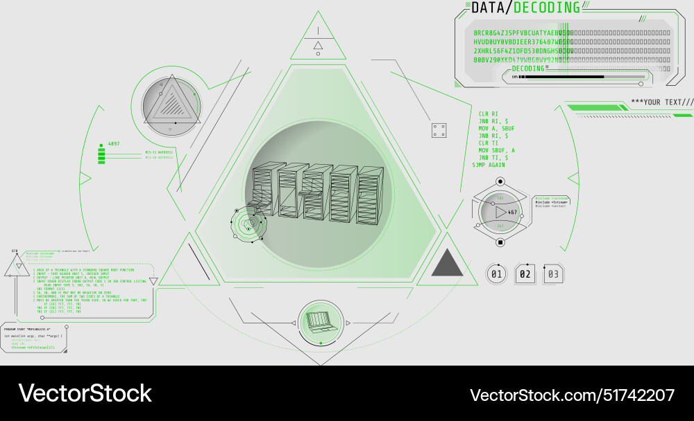 Futuristic hud interface for processing server Futuristic hud interface for processing server vector image