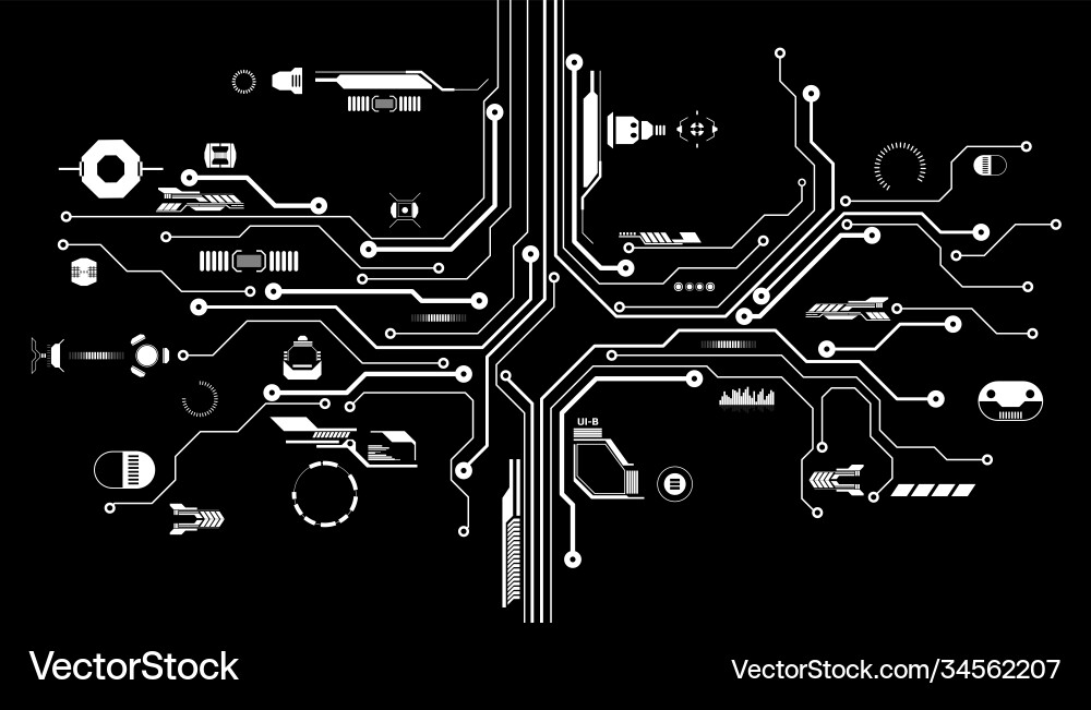 Hud futuristic circuit board elements data Hud futuristic circuit board elements data vector image