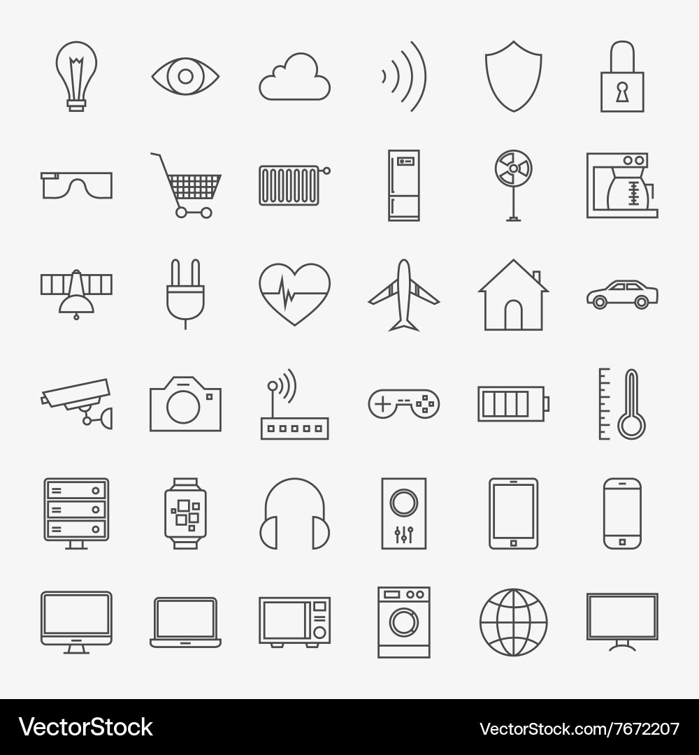 Modern IoT Line Icons - Big Set Vector Image