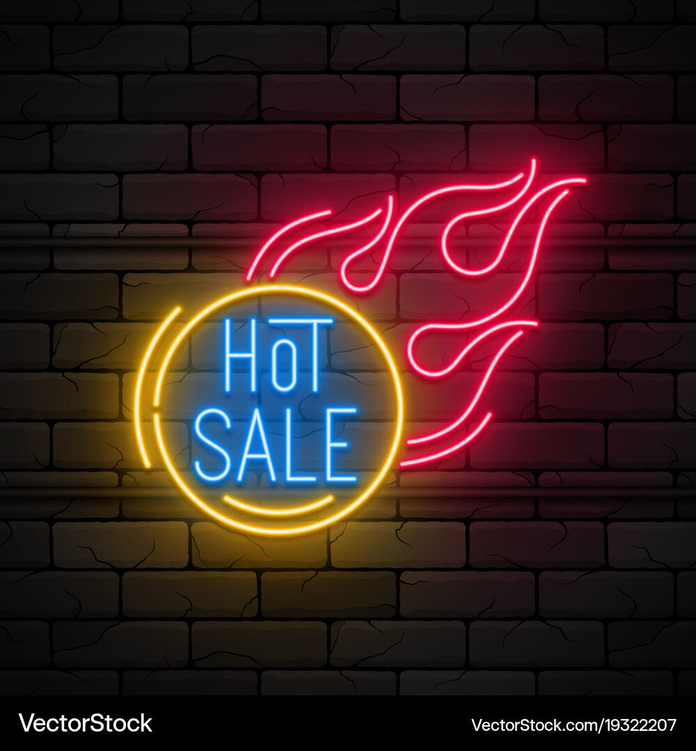 Neon Hot Sale Preis Tag Banner vektorbild