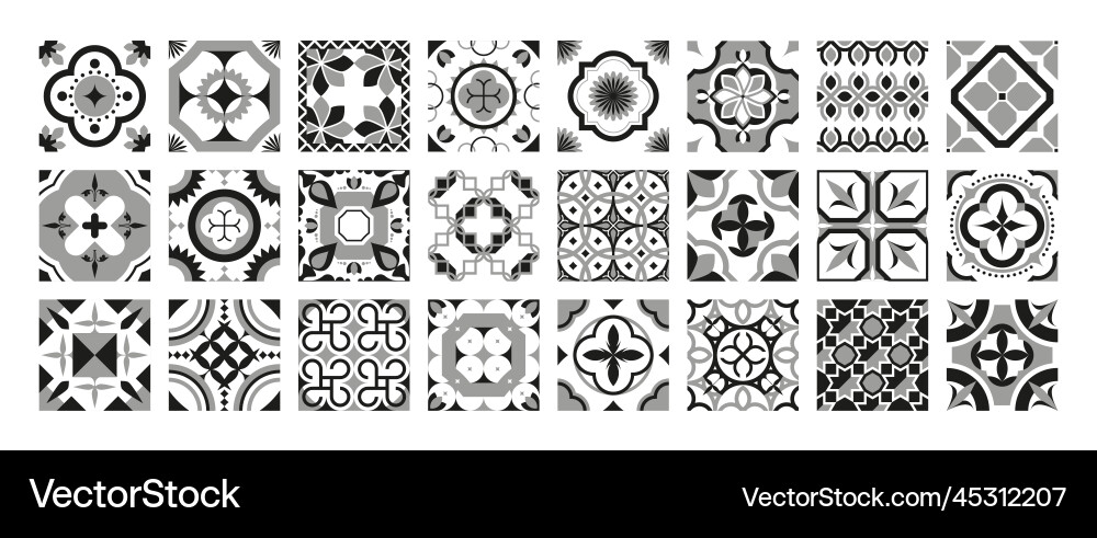 Ornamental black tiles portugal traditional vector image