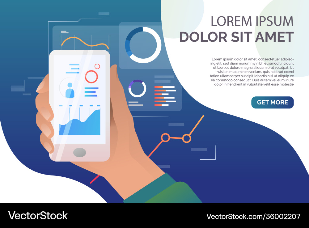 Person using financial data analysis app vector image