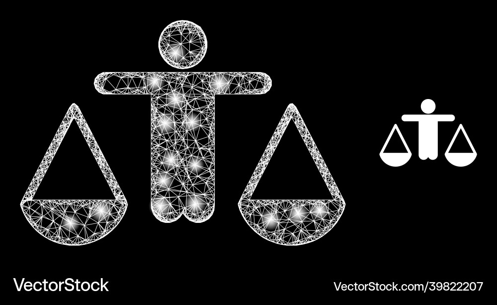 Polygonal network mesh judge with glare spots Vector Image