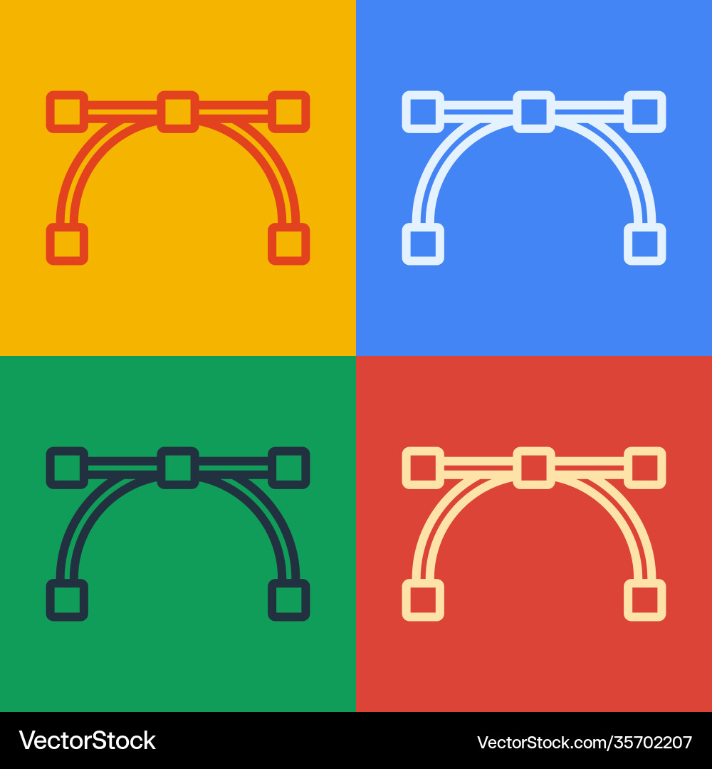 Pop art line bezier curve icon isolated on color Pop art line bezier curve icon isolated on color vector image