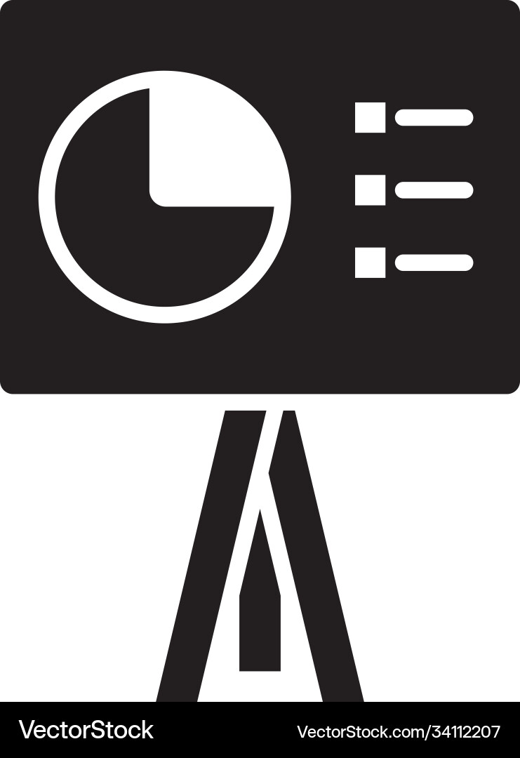 Presentation board with data chart silhouette Vector Image