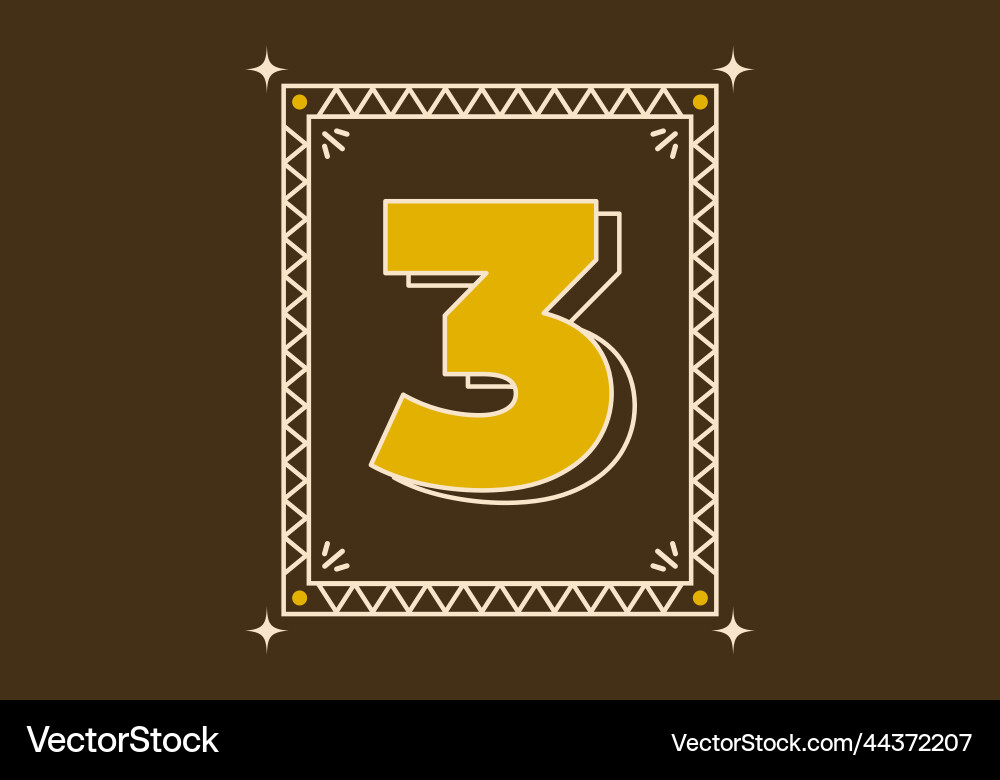 Retro frame with number three Retro frame with number three vector image