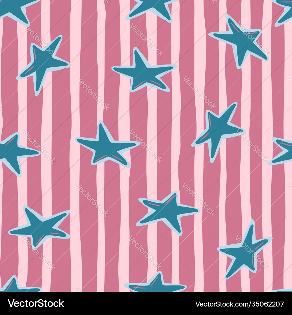 Seamless random pattern with blue simple star Seamless random pattern with blue simple star vector image